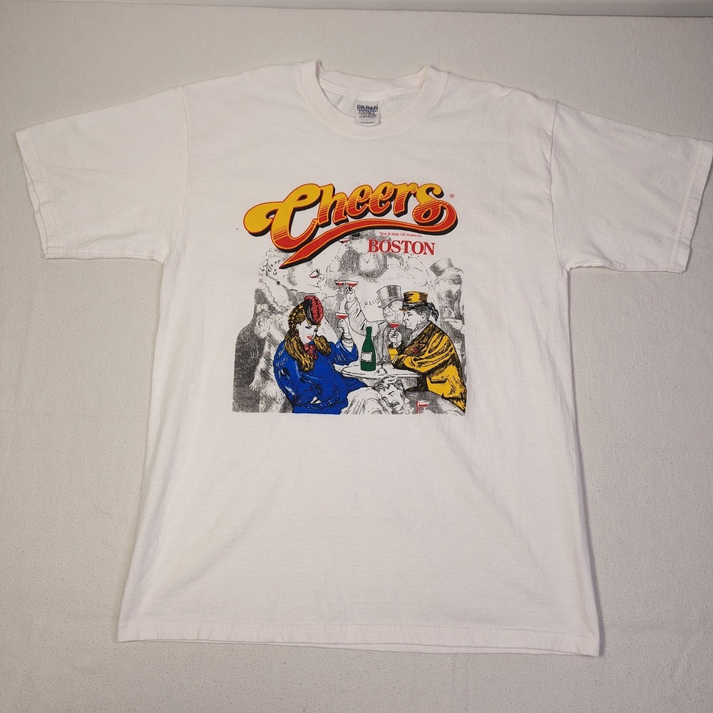 VINTAGE Cheers Boston‎ TV Show T-Shirt Mens Large White CBS Graphic Tee 2006